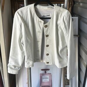 Vintage Massimo White Leather Jacket, S